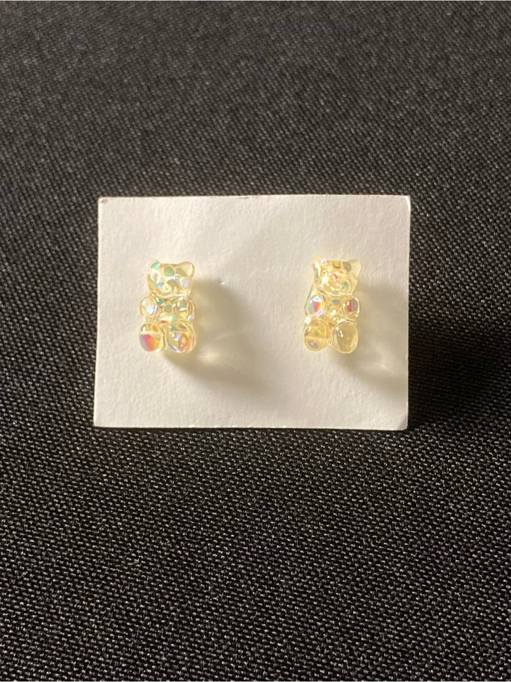 Handmade Resin Glittery Semi-Transparent Mini Gummy Bear Stud Earrings